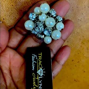 Heiress Pearl & Rhinestone Stretch Ring